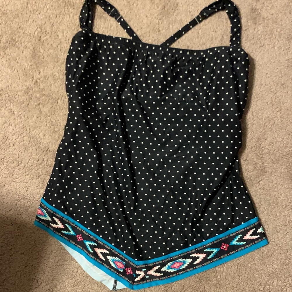 SOLD 36F 36DDD bra sized swim tank aztec tribal multi dot print. - Picture 1 of 10